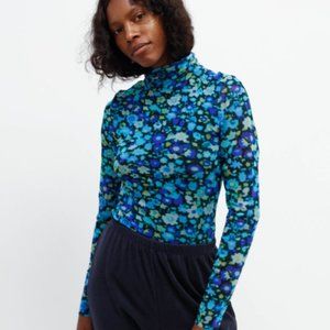Ganni Mesh Floral Turtleneck